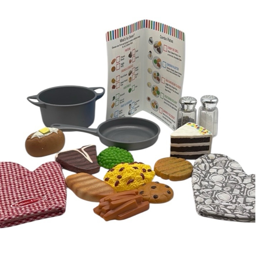 Melissa & Doug Combine & Dine Dinners Play Food Set - Toddler Little Kid Toys